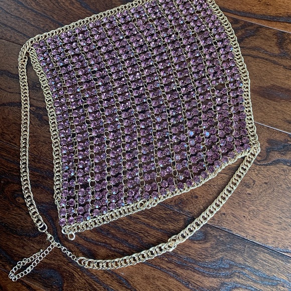 LAST 1! CLOSET CLOSING H:ours Oaklyn Top Purple XS Revolve Beaded Jeweled Metal - Picture 6 of 6